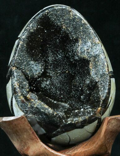 Septarian Dragon Egg Geode - Black Calcite Crystals #33984